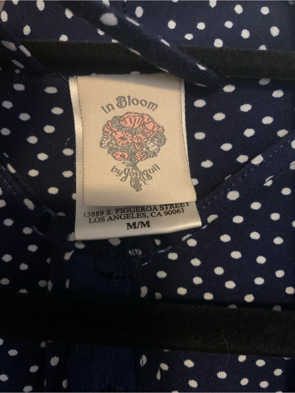 In Bloom Medium Navy and White Polka Dot Robe and Nightgown Set - Picture 3 of 7